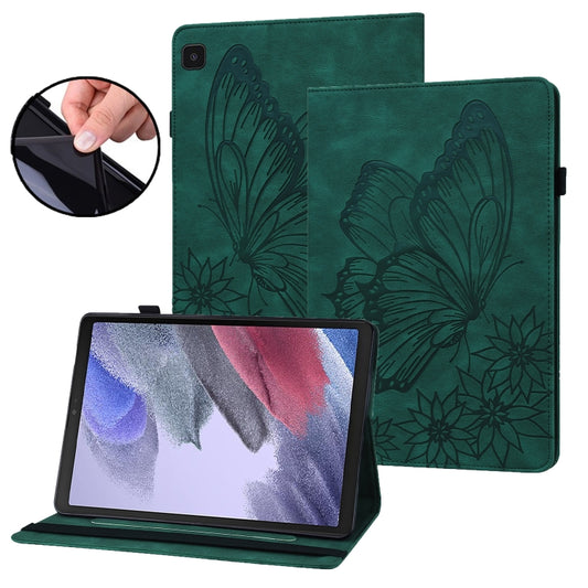 For Samsung Galaxy Tab A7 Lite T220/T225 Big Butterfly Embossed Leather Tablet Case(Green) - Tab A7 Lite T220 / T225 by buy2fix | Online Shopping UK | buy2fix