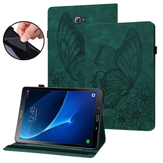 For Samsung Galaxy Tab A 10.1 2016 T580/T585 Big Butterfly Embossed Leather Tablet Case(Green) - Tab A 10.1 by buy2fix | Online Shopping UK | buy2fix