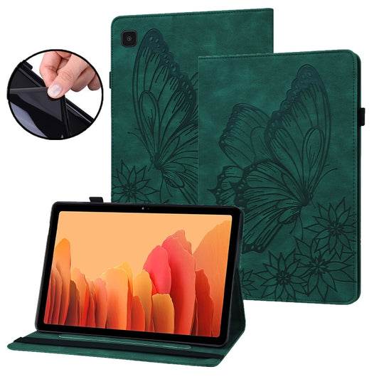 For Samsung Galaxy Tab A7 T500 Big Butterfly Embossed Leather Tablet Case(Green) - Other Galaxy Tab PC by buy2fix | Online Shopping UK | buy2fix