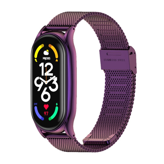 For Xiaomi Mi Band 7 / 7 NFC MIJOBS Milan Buckle Plus Stainless Steel Watch Band(Purple) - Watch Bands by MIJOBS | Online Shopping UK | buy2fix