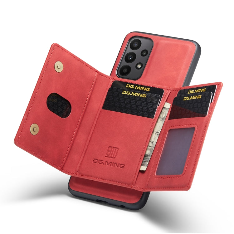 For Samsung Galaxy A23 5G DG.MING M2 Series 3-Fold Multi Card Bag Phone Case(Red) - Galaxy Phone Cases by DG.MING | Online Shopping UK | buy2fix