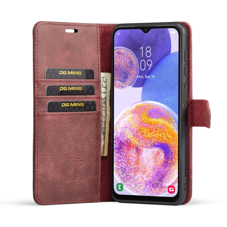 For Samsung Galaxy A23 5G DG.MING Crazy Horse Texture Detachable Magnetic Leather Phone Case(Red) - Galaxy Phone Cases by DG.MING | Online Shopping UK | buy2fix