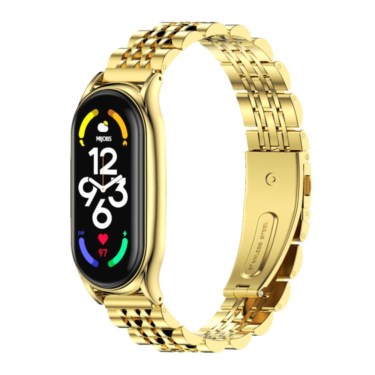 For Xiaomi Mi Band 7 / 7 NFC MIJOBS Plus Seven-bead Metal Stainless Steel Watch Band(Gold) - Watch Bands by MIJOBS | Online Shopping UK | buy2fix