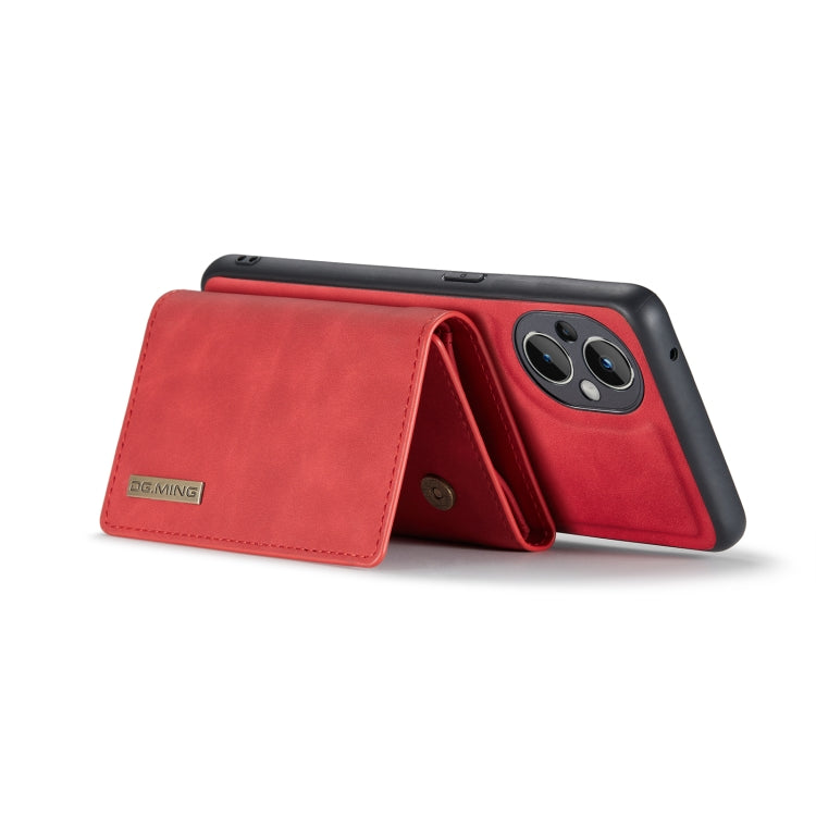 For OnePlus Nord N20 5G DG.MING M1 Series 3-Fold Multi Card Wallet + Magnetic Phone Case(Red) - OnePlus Cases by DG.MING | Online Shopping UK | buy2fix