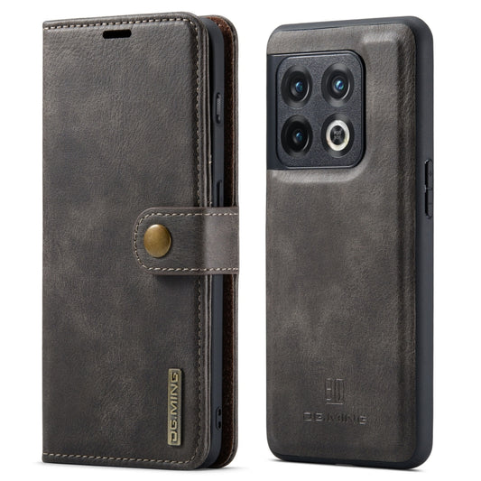 For OnePlus 10 Pro DG.MING Crazy Horse Texture Detachable Magnetic Leather Phone Case(Grey) - OnePlus Cases by DG.MING | Online Shopping UK | buy2fix