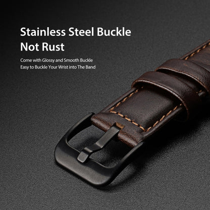 DUX DUCIS 20mm Genuine Leather Watch Band For Samsung Galaxy/Huawei/Honor Watch(Coffee) - 20mm Bands by DUX DUCIS | Online Shopping UK | buy2fix