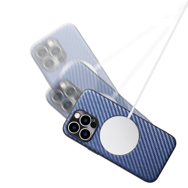 For iPhone 12 Pro Max Carbon Fiber Texture MagSafe Magnetic Phone Case(Blue) - iPhone 12 Pro Max Cases by buy2fix | Online Shopping UK | buy2fix