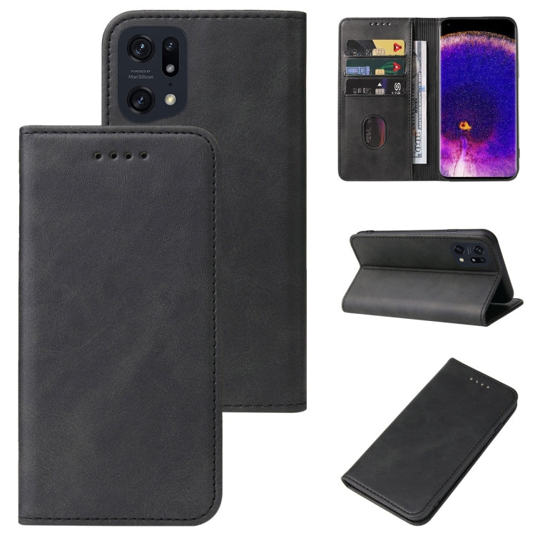 For OPPO Find X5 Pro Magnetic Closure Leather Phone Case(Black) - OPPO Cases by buy2fix | Online Shopping UK | buy2fix