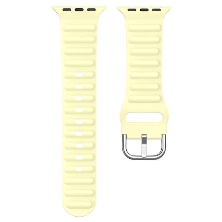 Ocean Ripple Watch Band For Apple Watch Series 8&7 41mm / SE 2&6&SE&5&4 40mm(Cream Yellow) - Watch Bands by buy2fix | Online Shopping UK | buy2fix