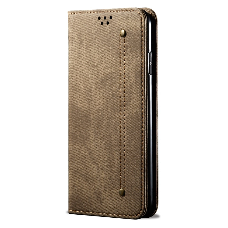 For OPPO Realme 6 Pro Denim Texture Casual Style Horizontal Flip Leather Case with Holder & Card Slots & Wallet(Khaki) - Realme Cases by buy2fix | Online Shopping UK | buy2fix