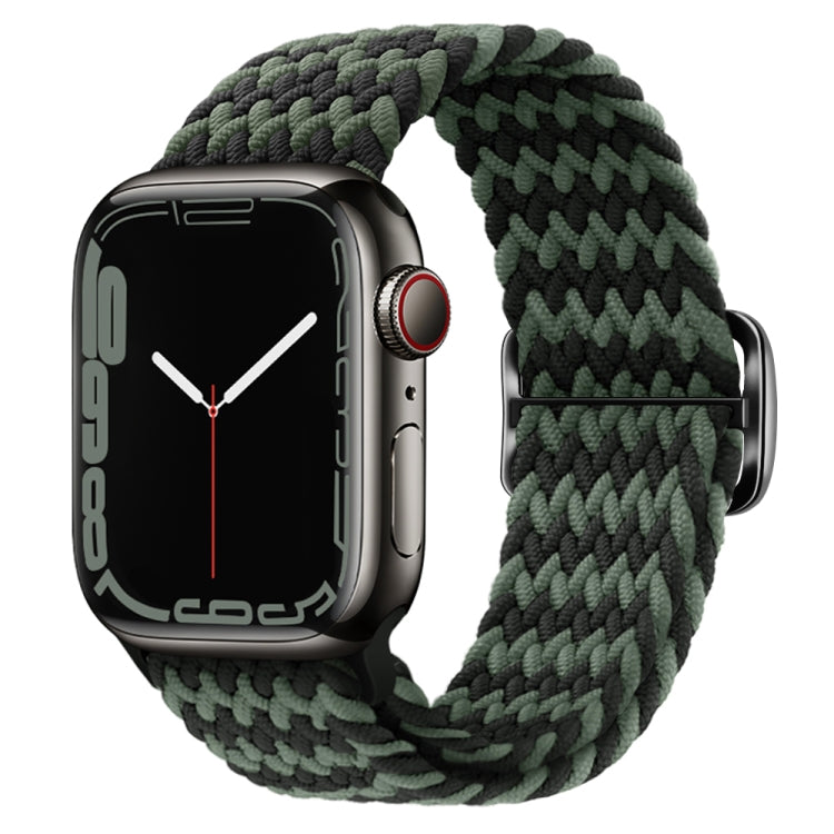 Buckle Nylon Braided Watch Band For Apple Watch Series 8&7 41mm / SE 2&6&SE&5&4 40mm / 3&2&1 38mm(Black Green) - Watch Bands by buy2fix | Online Shopping UK | buy2fix