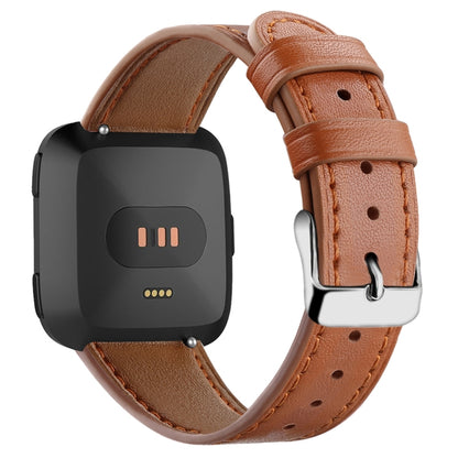 For Fitbit Versa 4 / Sense 2 Round Tail Genuine Leather Watch Band(Brown) - Watch Bands by buy2fix | Online Shopping UK | buy2fix