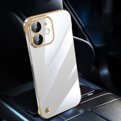 For iPhone 12 Electroplating Frameless Clear PC Phone Case(Gold) - iPhone 12 / 12 Pro Cases by buy2fix | Online Shopping UK | buy2fix