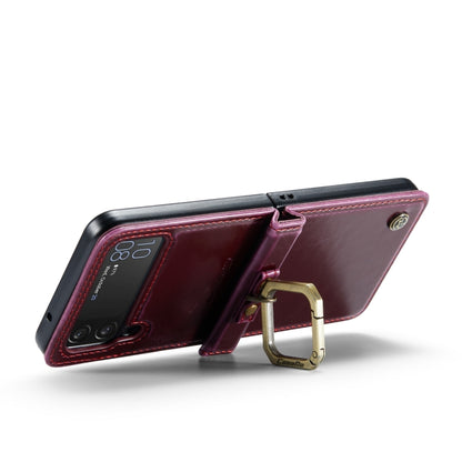 For Samsung Galaxy Z Flip4 CaseMe 003 Crazy Horse Texture Leather Phone Case with Lanyard(Wine Red) - Galaxy Z Flip4 5G Cases by CaseMe | Online Shopping UK | buy2fix