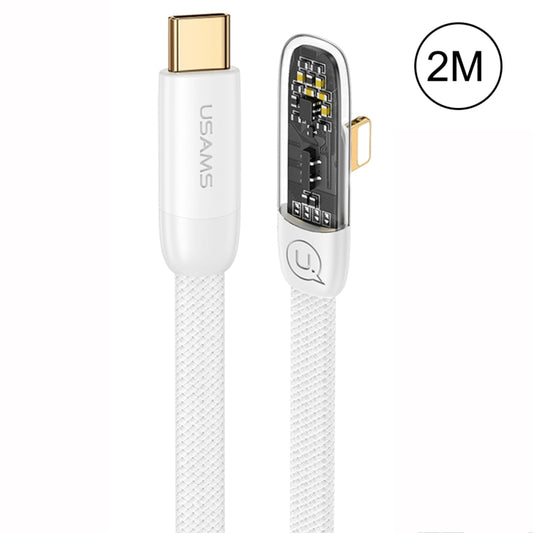 USAMS US-SJ586 PD 20W Iceflake Series Type-C to 8 Pin Right Angle Transparent Fast Charge Data Cable, Cable Length:2m(White) - 2 in 1 Cable by USAMS | Online Shopping UK | buy2fix