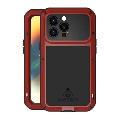 For iPhone 14 Pro LOVE MEI Metal Shockproof Life Waterproof Dustproof Phone Case(Red) - iPhone 14 Pro Cases by LOVE MEI | Online Shopping UK | buy2fix