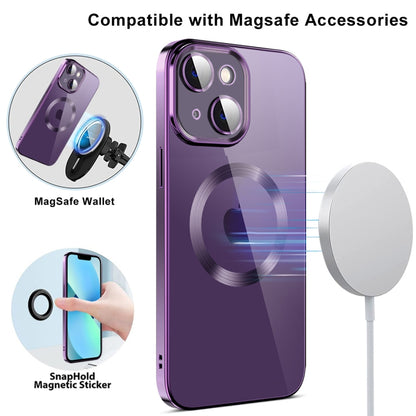 For iPhone 13 Electroplating MagSafe TPU Phone Case with Lens Film(Black) - iPhone 13 Cases by buy2fix | Online Shopping UK | buy2fix