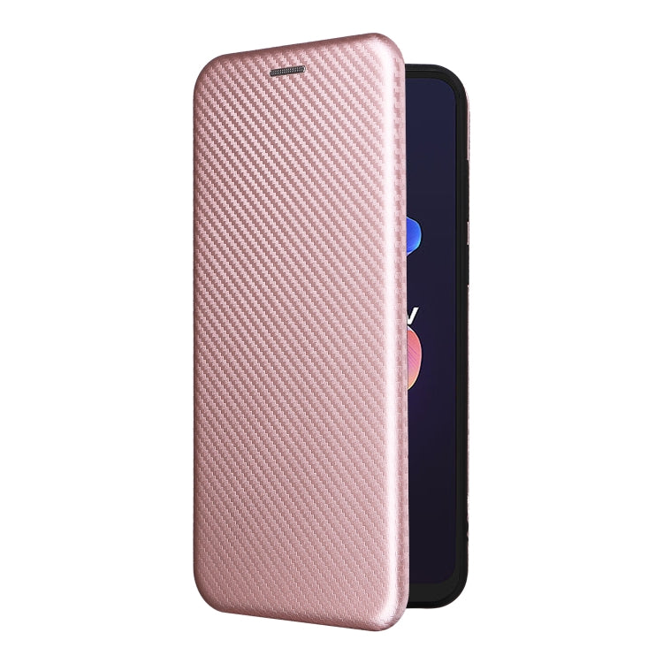 For Blackview A55 Pro Carbon Fiber Texture Horizontal Flip PU Phone Case(Pink) - More Brand by buy2fix | Online Shopping UK | buy2fix