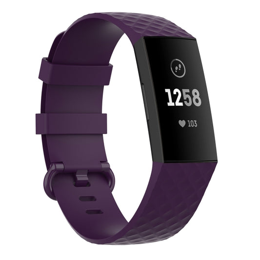 18mm Silver Color Buckle TPU Wrist Strap Watch Band for Fitbit Charge 4 / Charge 3 / Charge 3 SE, Size: L(Dark Purple) - Watch Bands by buy2fix | Online Shopping UK | buy2fix