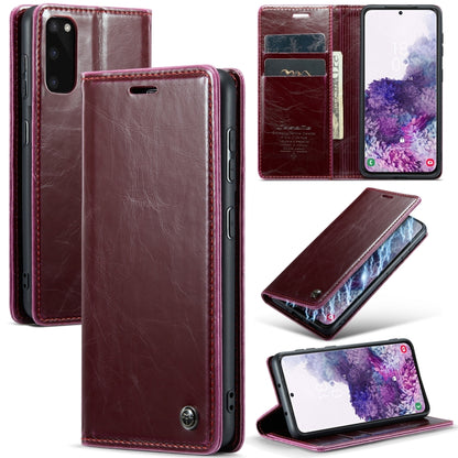 For Samsung Galaxy S20 CaseMe 003 Crazy Horse Texture Leather Phone Case(Wine Red) - Galaxy Phone Cases by CaseMe | Online Shopping UK | buy2fix