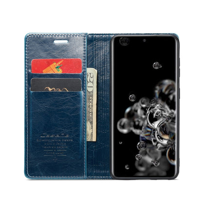 For Samsung Galaxy S20 Ultra CaseMe 003 Crazy Horse Texture Leather Phone Case(Blue) - Galaxy Phone Cases by CaseMe | Online Shopping UK | buy2fix