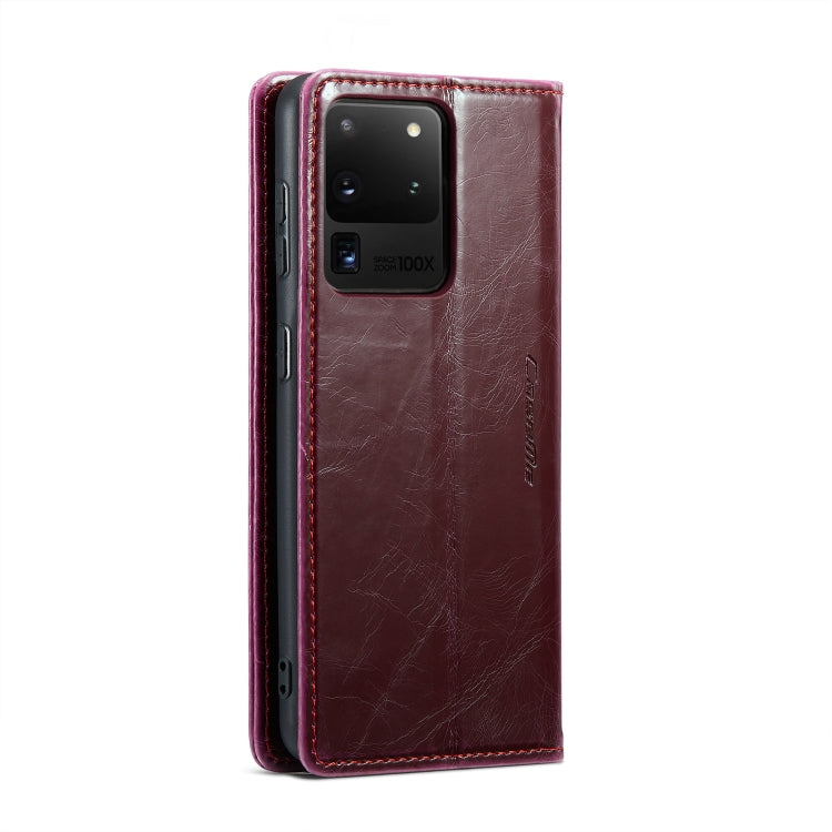 For Samsung Galaxy S20 Ultra CaseMe 003 Crazy Horse Texture Leather Phone Case(Wine Red) - Galaxy Phone Cases by CaseMe | Online Shopping UK | buy2fix