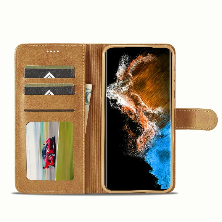 For Samsung Galaxy S23+ 5G LC.IMEEKE Calf Texture Horizontal Flip Leather Phone Case(Brown) - Galaxy S23+ 5G Cases by LC.IMEEKE | Online Shopping UK | buy2fix