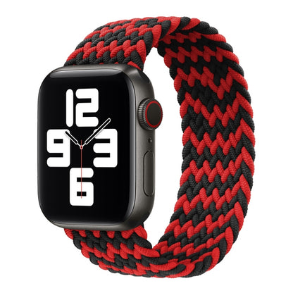 Nylon Single-turn Braided Watch Band For Apple Watch Ultra 49mm&Watch Ultra 2 49mm / Series 9&8&7 45mm / SE 3&SE 2&6&SE&5&4 44mm / 3&2&1 42mm, Length:165mm(W Black Red) - Watch Bands by buy2fix | Online Shopping UK | buy2fix