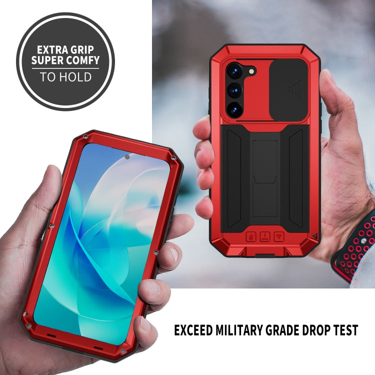 For Samsung Galaxy S23 5G R-JUST Sliding Camera Design Life Waterproof Dustproof Shockproof Phone Case(Red) - Galaxy S23 5G Cases by R-JUST | Online Shopping UK | buy2fix