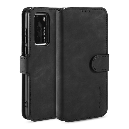 For Huawei P40 DG.MING Retro Oil Side Horizontal Flip Case with Holder & Card Slots & Wallet(Black) - Huawei Cases by DG.MING | Online Shopping UK | buy2fix