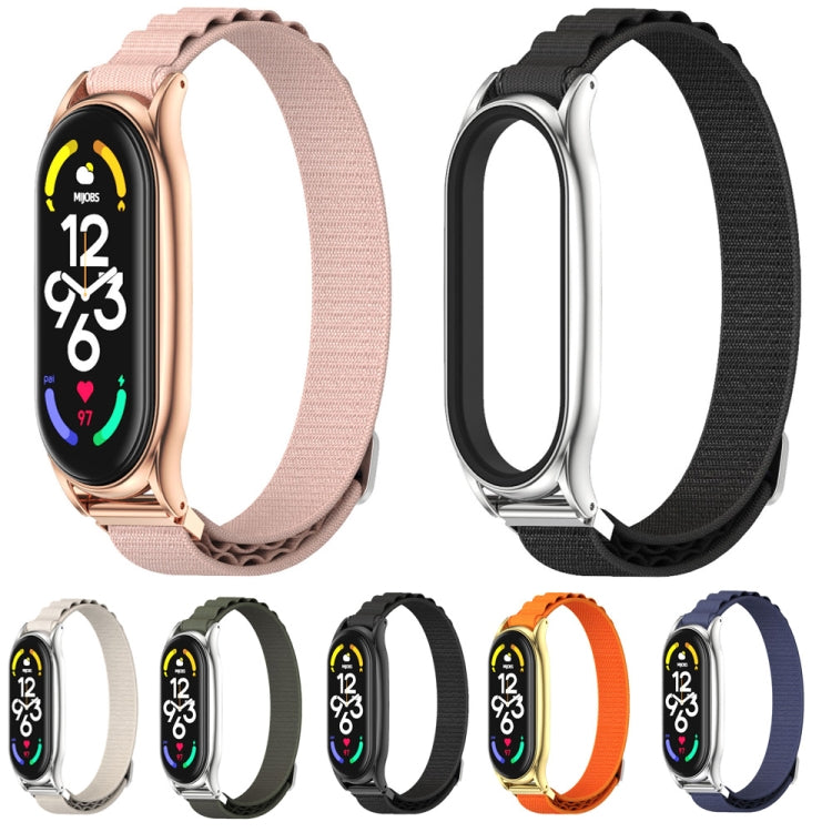 For Xiaomi Mi Band 6 / 5 / 4 / 3 MIJOBS PLUS Nylon Breathable Watch Band(Black Silver) - Watch Bands by MIJOBS | Online Shopping UK | buy2fix