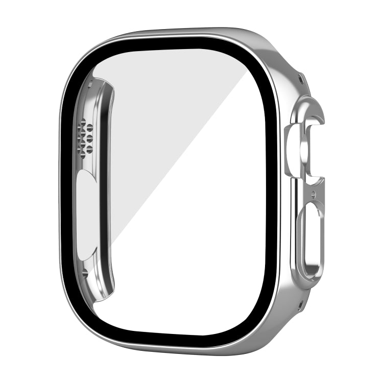 For Apple Watch Ultra 2 / Ultra 49mm Plating Gloss PC Tempered Glass Integral Watch Case(Silver) - Watch Cases by buy2fix | Online Shopping UK | buy2fix