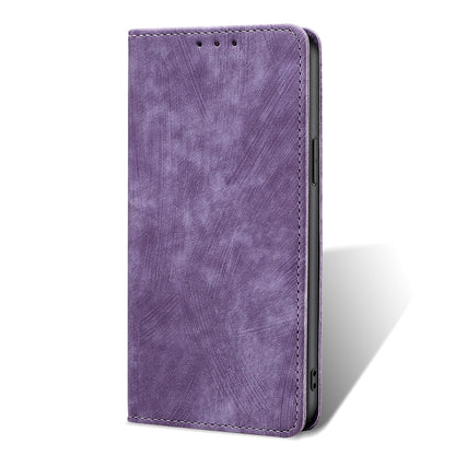 For OnePlus 11 RFID Anti-theft Brush Magnetic Leather Phone Case(Purple) - OnePlus Cases by buy2fix | Online Shopping UK | buy2fix