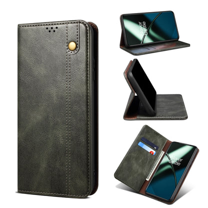 For OnePlus 11 Oil Wax Crazy Horse Texture Leather Phone Case(Green) - OnePlus Cases by buy2fix | Online Shopping UK | buy2fix