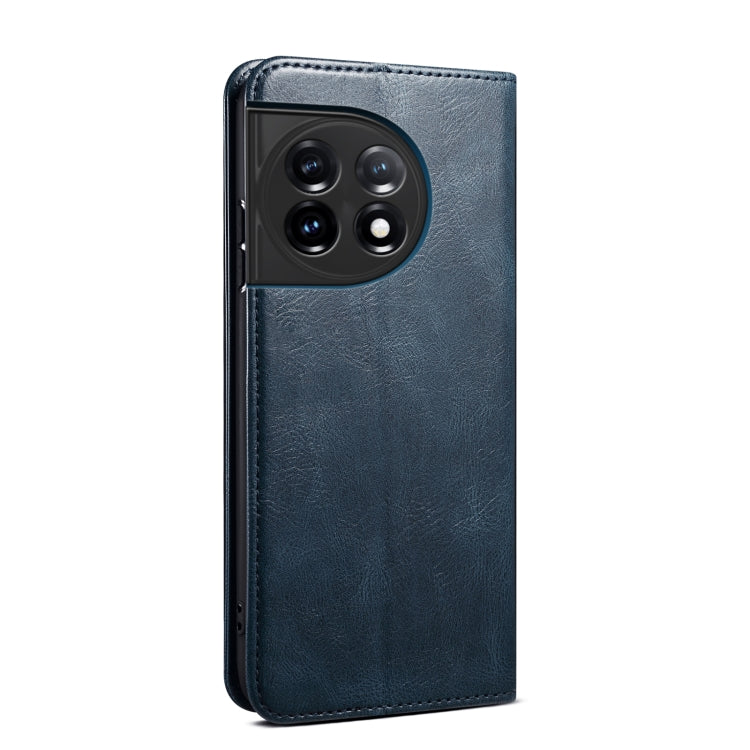 For OnePlus 11 Oil Wax Crazy Horse Texture Leather Phone Case(Blue) - OnePlus Cases by buy2fix | Online Shopping UK | buy2fix