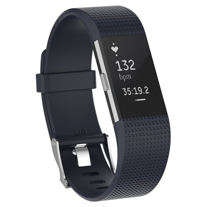 For Fitbit Charge 2 Common Texture Silicone  Watch Band with Buckle, Size:S(Dark Purple) - Watch Bands by buy2fix | Online Shopping UK | buy2fix