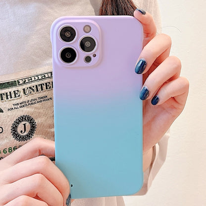 For iPhone 14 Plus Frameless Skin Feel Gradient Phone Case(Light Purple + Light Blue) - iPhone 14 Plus Cases by buy2fix | Online Shopping UK | buy2fix