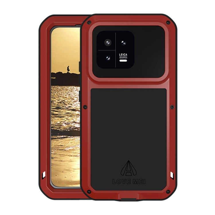 For Xiaomi 13 LOVE MEI Metal Shockproof Life Waterproof Dustproof Phone Case(Red) - 13 Cases by LOVE MEI | Online Shopping UK | buy2fix