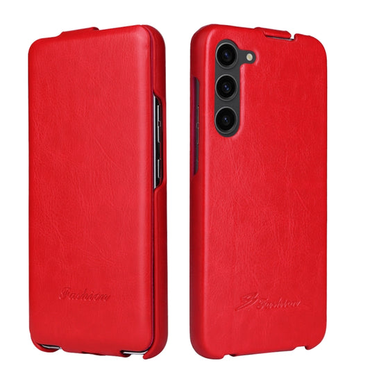 For Samsung Galaxy S23 5G Fierre Shann 64 Texture Vertical Flip PU Leather Phone Case(Red) - Galaxy S23 5G Cases by FIERRE SHANN | Online Shopping UK | buy2fix