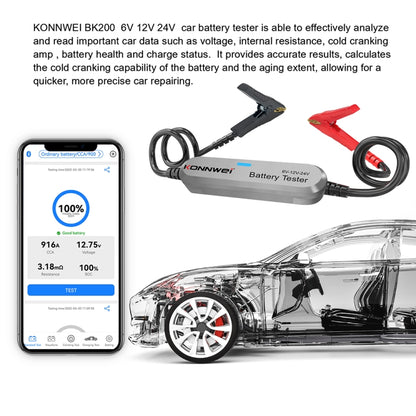 KONNWEI BK200 6V/12V/24V Car Bluetooth Battery Tester(Silver) - Electronic Test by KONNWEI | Online Shopping UK | buy2fix