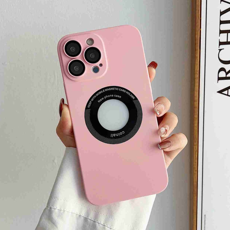 For iPhone 12 Skin Feel CD Texture MagSafe Magnetic Phone Case(Pink) - iPhone 12 / 12 Pro Cases by buy2fix | Online Shopping UK | buy2fix