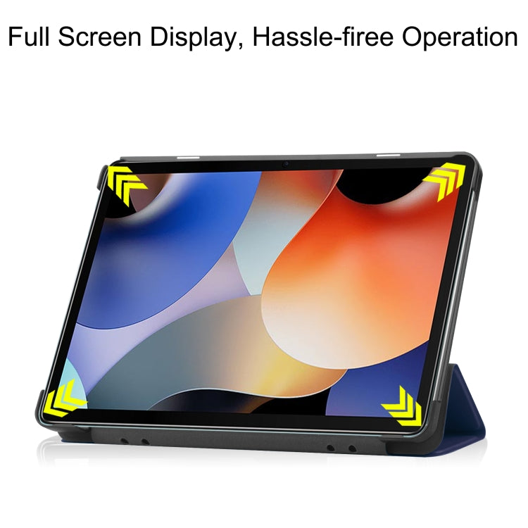 For Blackview Oscal Pad 10 Custer Pure Color 3-Fold Holder Smart Leather Tablet Case(Dark Blue) - Others by buy2fix | Online Shopping UK | buy2fix