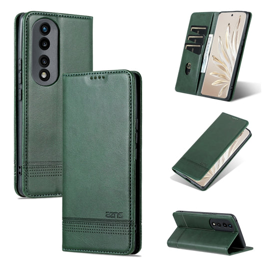 For Honor 90 Pro AZNS Magnetic Calf Texture Flip Leather Phone Case(Dark Green) - Honor Cases by AZNS | Online Shopping UK | buy2fix