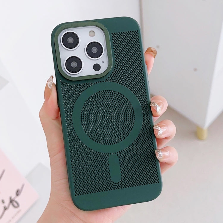 For iPhone 12 Grid Cooling MagSafe Magnetic Phone Case(Alpine Green) - iPhone 12 / 12 Pro Cases by buy2fix | Online Shopping UK | buy2fix