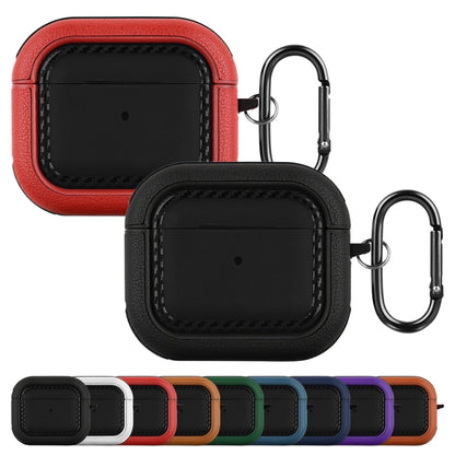 For AirPods 3 Leather Texture Earphone Protective Case(Black White) - For AirPods 3 by buy2fix | Online Shopping UK | buy2fix