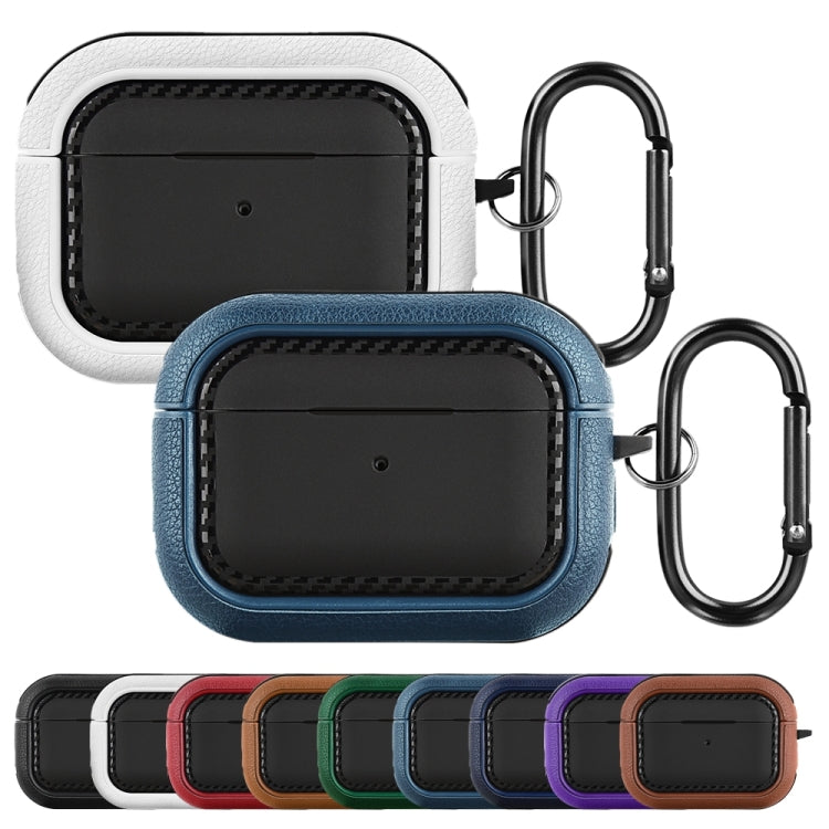 For AirPods Pro Leather Texture Earphone Protective Case(Black White) - For AirPods Pro by buy2fix | Online Shopping UK | buy2fix