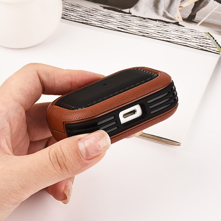 For AirPods 1 / 2 Leather Texture Earphone Protective Case(Black White) - For AirPods 1/2 by buy2fix | Online Shopping UK | buy2fix