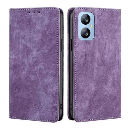 For Blackview A52 RFID Anti-theft Brush Magnetic Leather Phone Case(Purple) - More Brand by buy2fix | Online Shopping UK | buy2fix