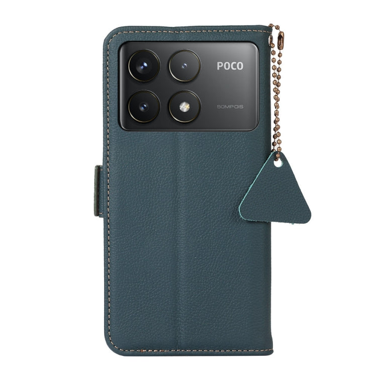 For Xiaomi Redmi K70 Side-Magnetic TJ Genuine Leather RFID Phone Case(Green) - K70 Cases by buy2fix | Online Shopping UK | buy2fix