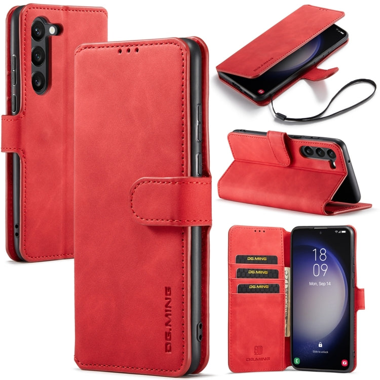 For Samsung Galaxy S23+ 5G DG.MING Retro Oil Edge Flip Leather Phone Case(Red) - Galaxy S23+ 5G Cases by DG.MING | Online Shopping UK | buy2fix